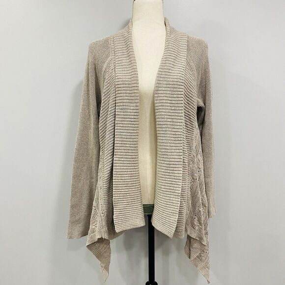MATILDA JANE M Lets Get Away Crochet Cashmere Blend Open Cardigan Beige Boho - Picture 1 of 16